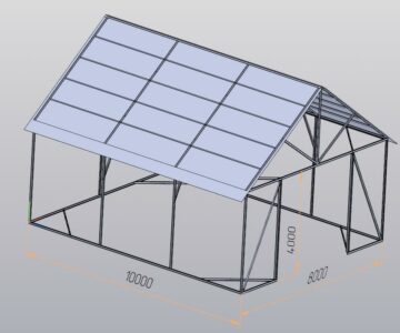 3D модель Ангар для производственных работ и укрытия крупной техники и продукции различного назначения (каркас с крышей)