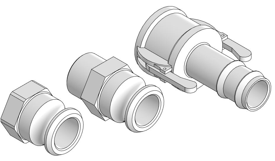 3D модель Быстроразъемные соединения Камлок G1 - тип А; тип F; тип С