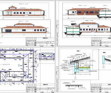 Чертеж Реконструкция кровли здания П образная скатная