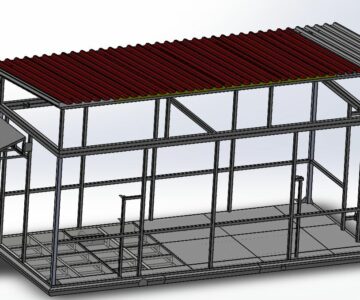 3D модель Каркас блочно-модульного здания с козырьком и кровлей