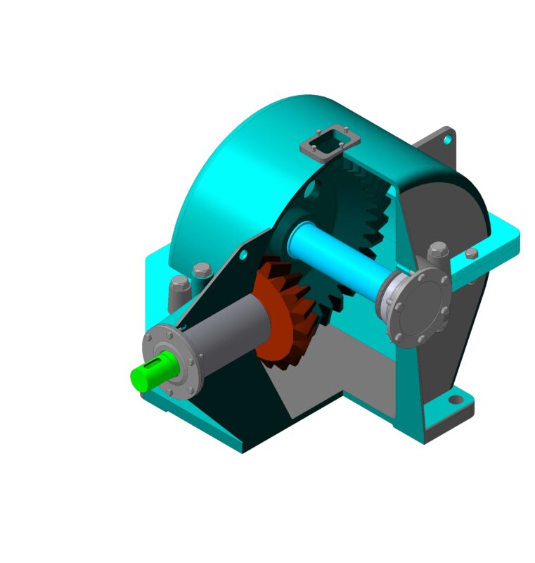 3D модель Редуктор конический одноступенчатый 3D U = 2