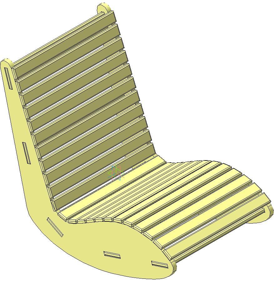 3D модель Кресло-качалка фанерное