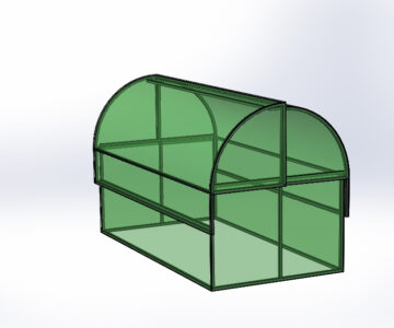 3D модель Парник из профильных труб и сотового поликарбоната, с открывающимися крышками, тип "хлебница".