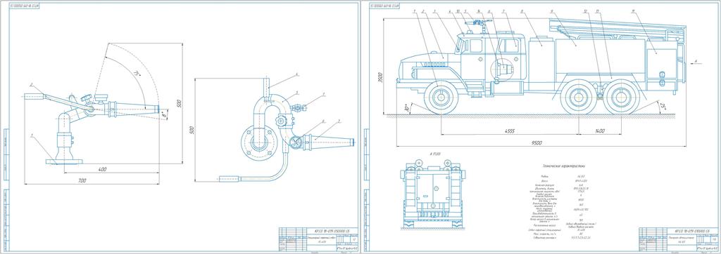 Чертеж Пожарная автоцистерна на шасси УРАЛ -4320
