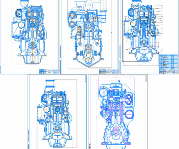 Чертеж Чертежи судового двигателя 6ЧРН