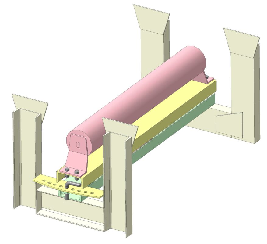 3D модель Роликоопора нижняя центрирующая для ленточного конвейера