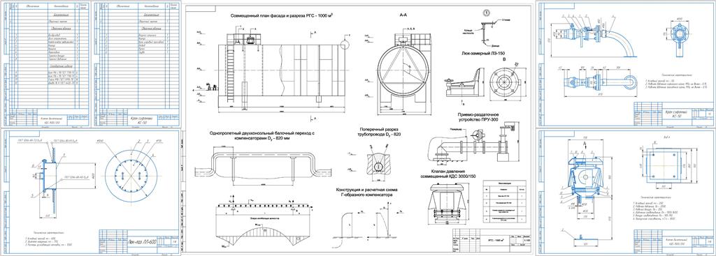 Чертеж Проектирование резервуара V=1000 м3 для подземного и наземного хранения нефтепродуктов