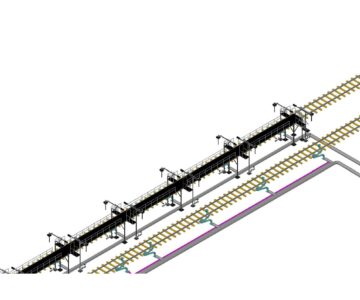 3D модель Эстакада слива-налива нефтепродуктов двухсторонняя на 16 вагонов