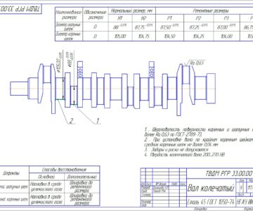 Чертеж Разработка технологического про-цесса восстановления коленчатого вала А-01М