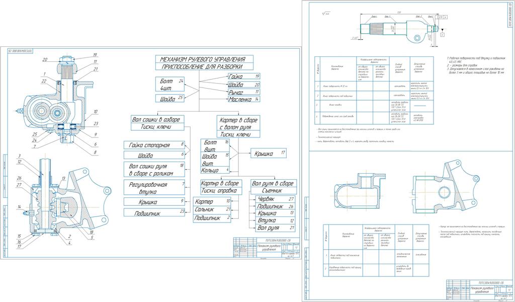 Чертеж Разработка технологии ремонта и восстановления механизма рулевого управления