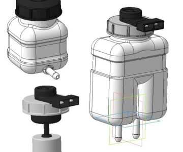 3D модель Детали Ваз : Бачок главного цилиндра тормозов с датчиком, Бачок сцепления с крышкой.