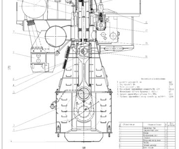 Чертеж Расчет рабочего цикла и динамики двигателя MAN B&W 6S70MC-C7