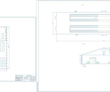 Чертеж "Комплексная механизация фермы КРС на 600 голов автопривязного содержания с доением в доильном зале и удалением навоза скребковым транспортером"