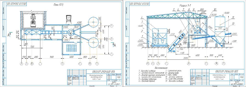 Чертеж Проектирование бетоносмесительных предприятий
