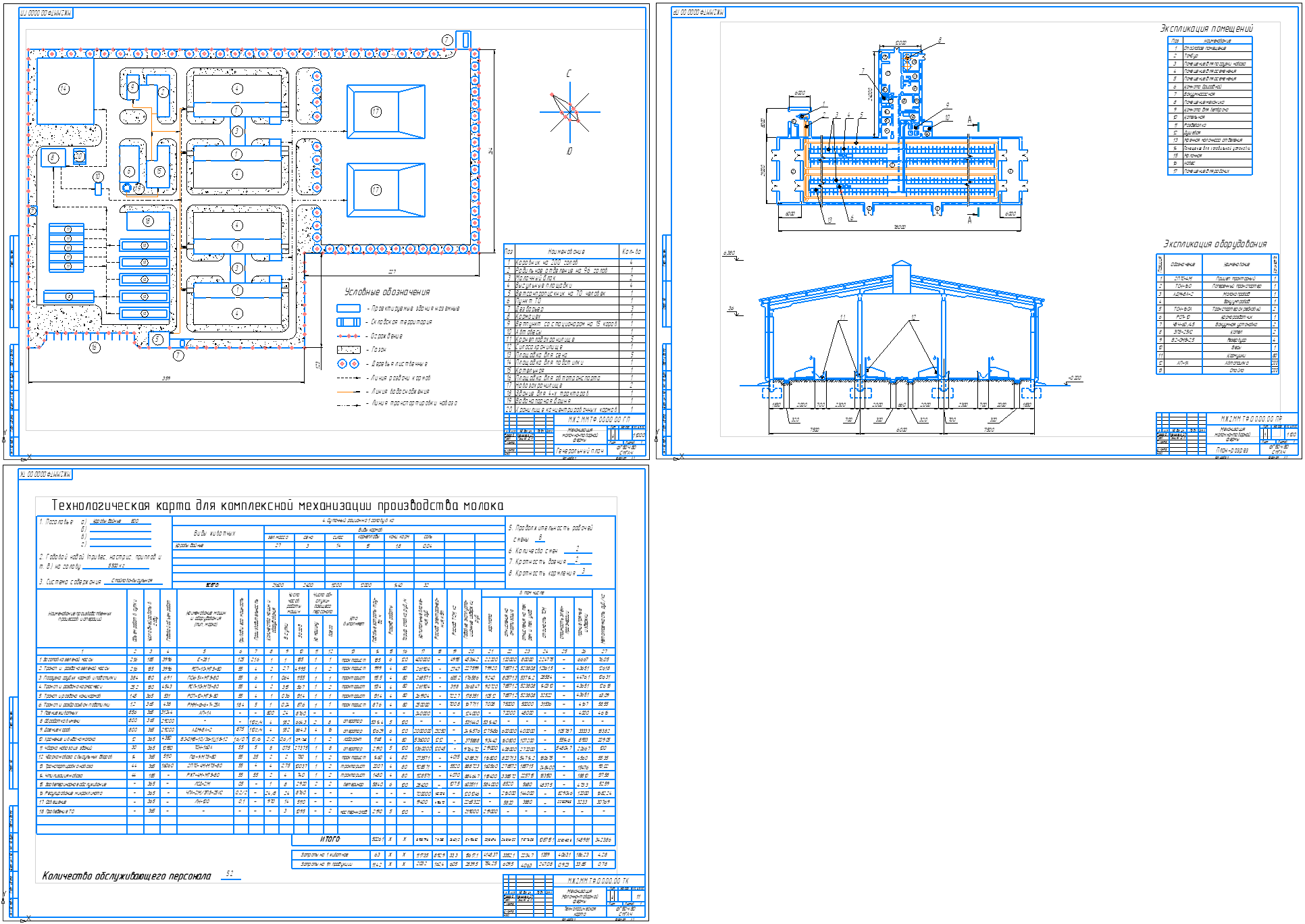 Чертеж Механизация технологических процессов и ТО оборудования комплекса по производству молока на 800 голов