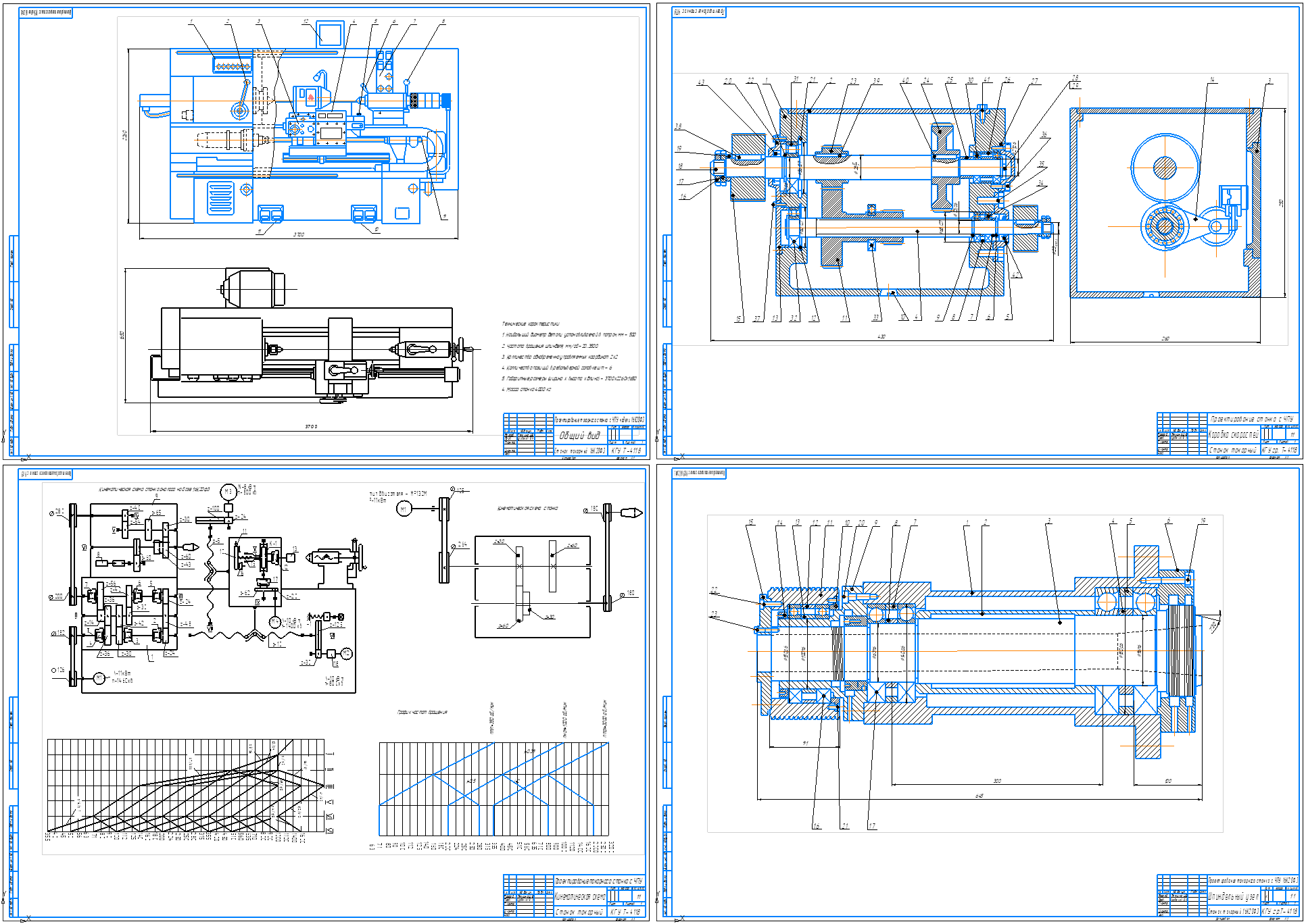 Чертеж Проектирование токарного станка с ЧПУ 16К20Ф3