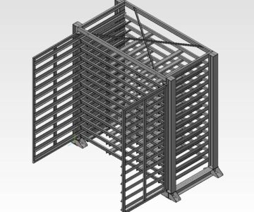 3D модель Стелаж для хранения листового металла по направляющим на дверях