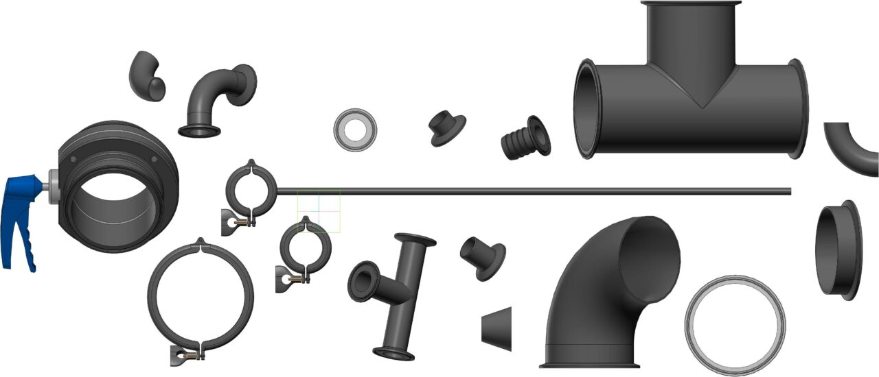 3D модель Соединения CLAMP DN25 и DN100 (кламп)