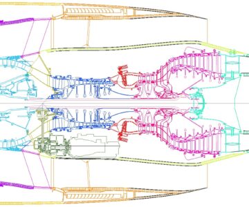 3D модель Продольное сечение двигателя ПД-14