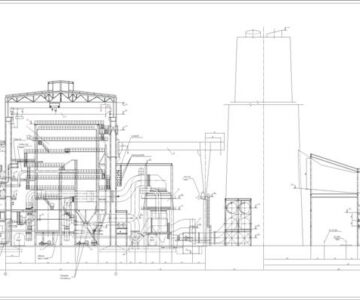Чертеж Поперечный разрез главного корпуса ТЭЦ