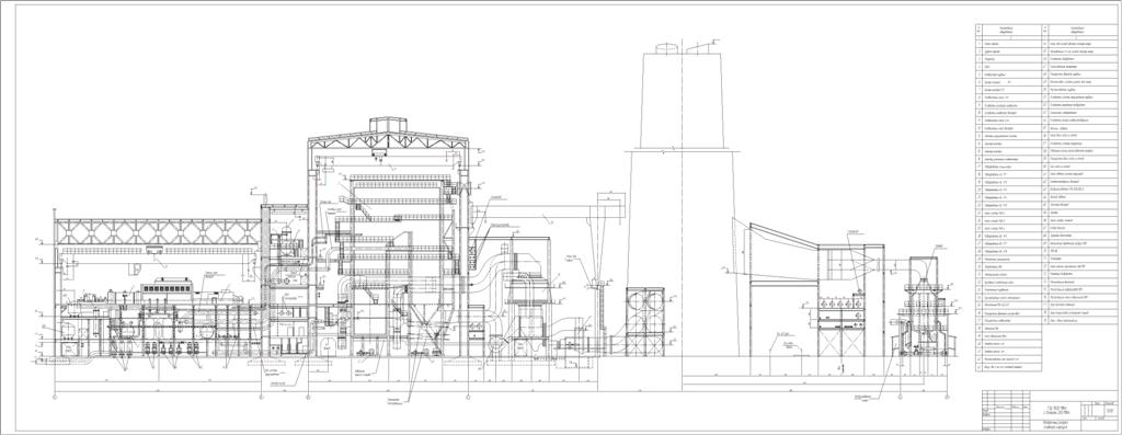 Чертеж Поперечный разрез главного корпуса ТЭЦ