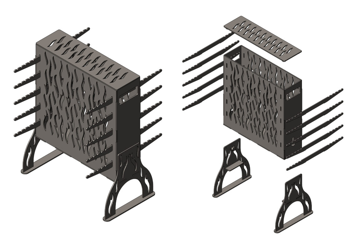 3D модель Мангал вертикальный разборный 444*538*380