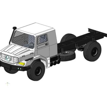 3D модель Габаритная модель шасси Мерседес Зетрос 1833А 4х4