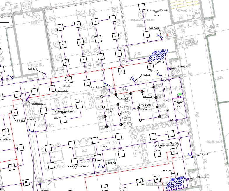 Чертеж Проект электроснабжения офисного помещения