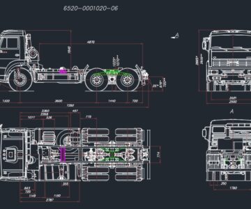 Чертеж Габаритный чертеж КАМАЗ 6520-0001020-06
