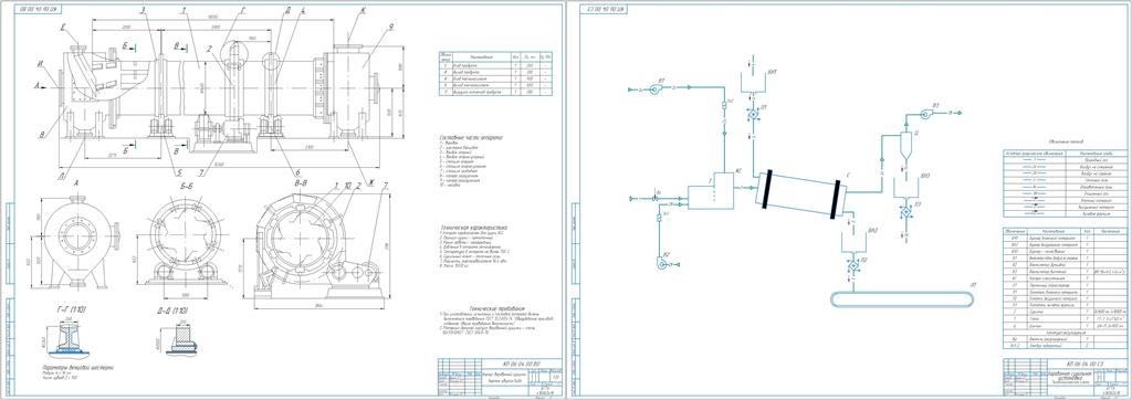 Чертеж Рассчитать и спроектировать установку по сушке KCl