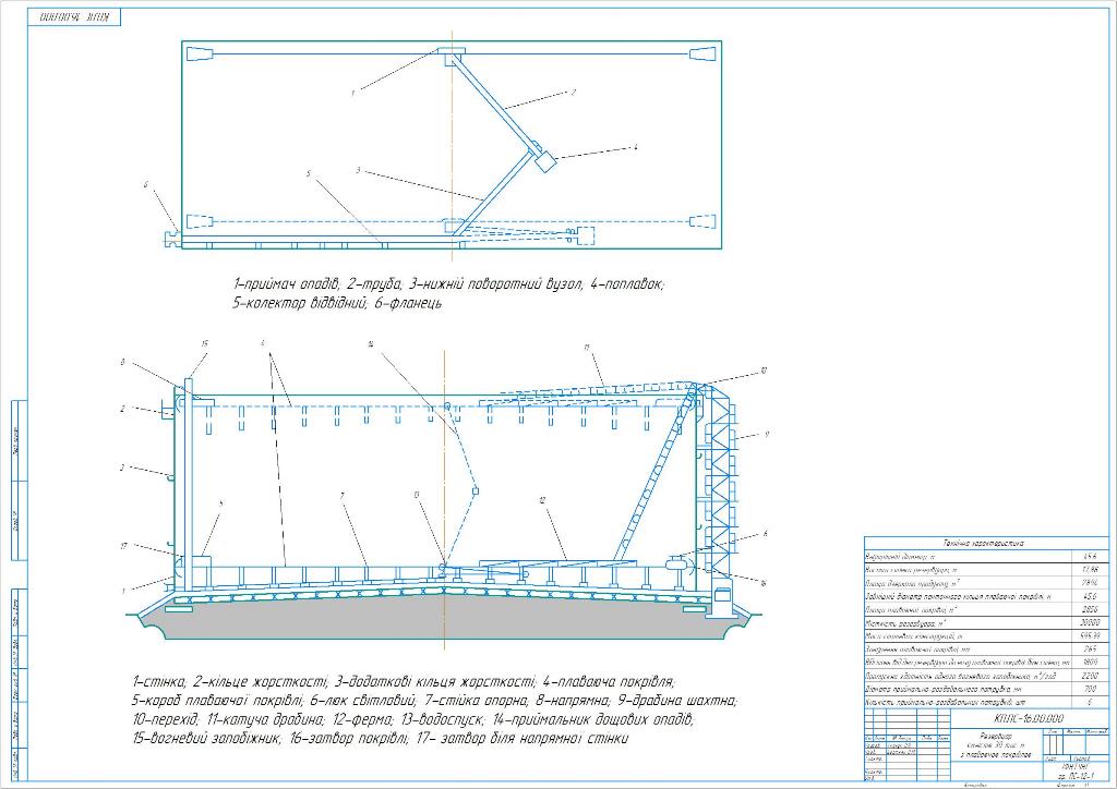 Чертеж Резервуар емкостью 30 тыс. м с плавающей кровлей