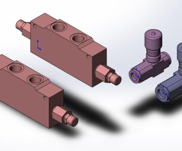 3D модель Дроссель тонкой настройки с обратным клапаном и тормозной клапан (G3/8 и G1/2)