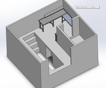 3D модель Модель гаража 5х5 с угловым столом и топочной