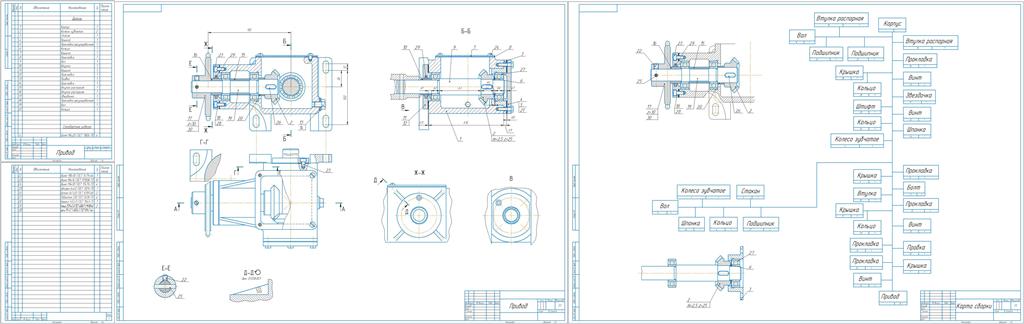 Чертеж Разработка маршрута сборки изделия "Привод"
