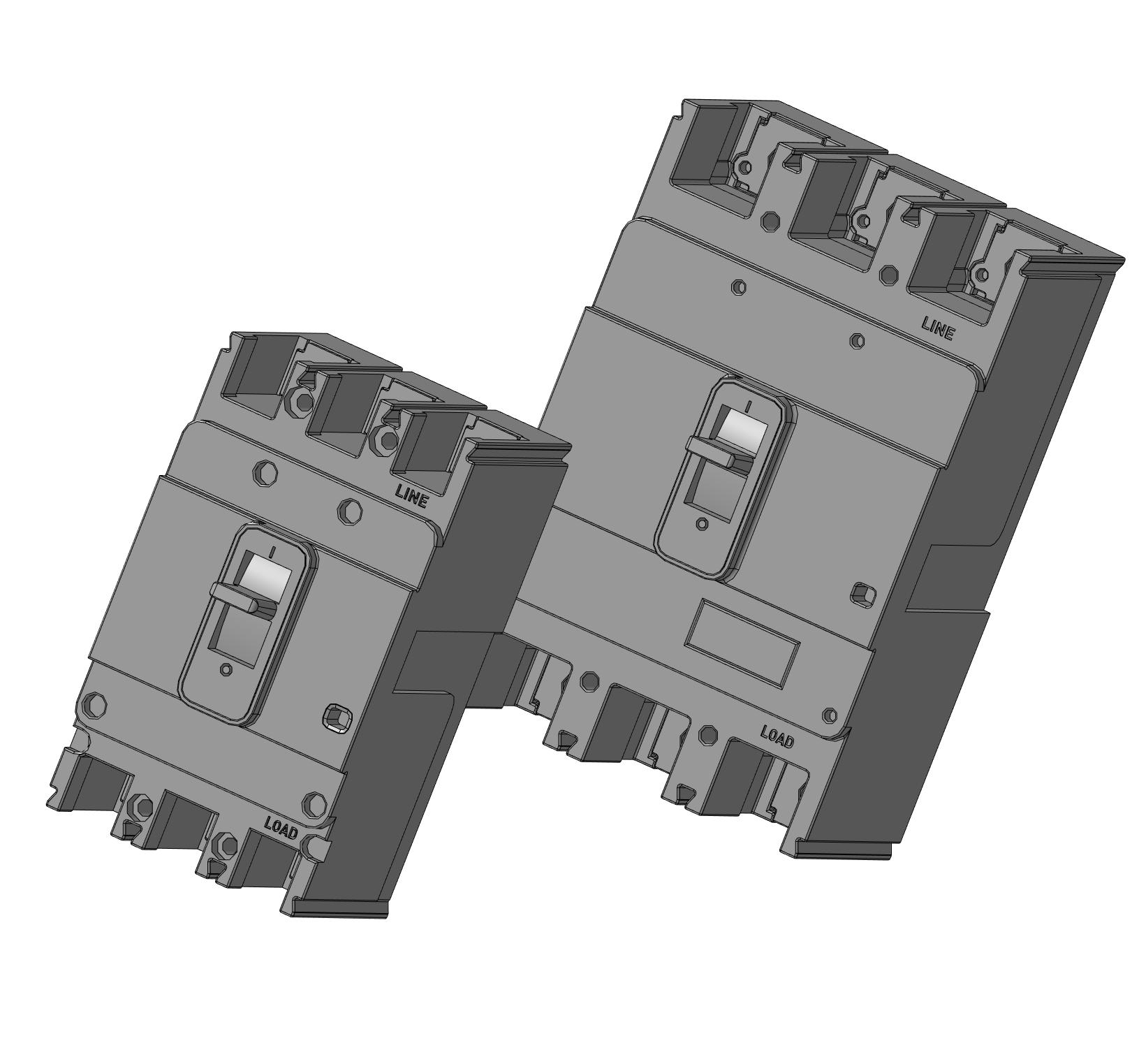 3D модель Автоматические выключатели HGM 100A, 250A, 380V