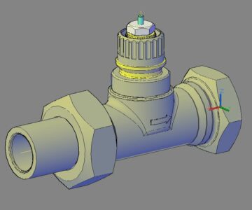 3D модель Клапан радиаторного терморегулятора прямой, никелированный, RTR-N 15. DN 15 мм. PN 10 бар.