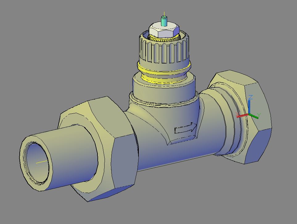 3D модель Клапан радиаторного терморегулятора прямой, никелированный, RTR-N 15. DN 15 мм. PN 10 бар.