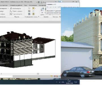 3D модель Эскизный проект 3-Х этажного гостевого домика