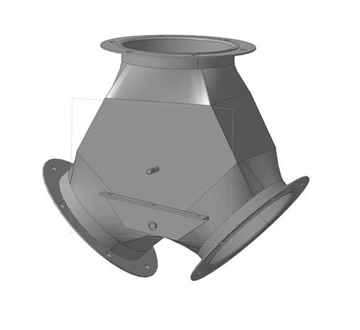 3D модель Тройник зернопровода с заслонкой D=200