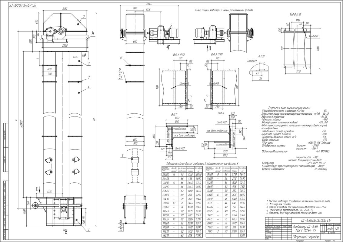 Чертеж Элеватор ЦГ-650