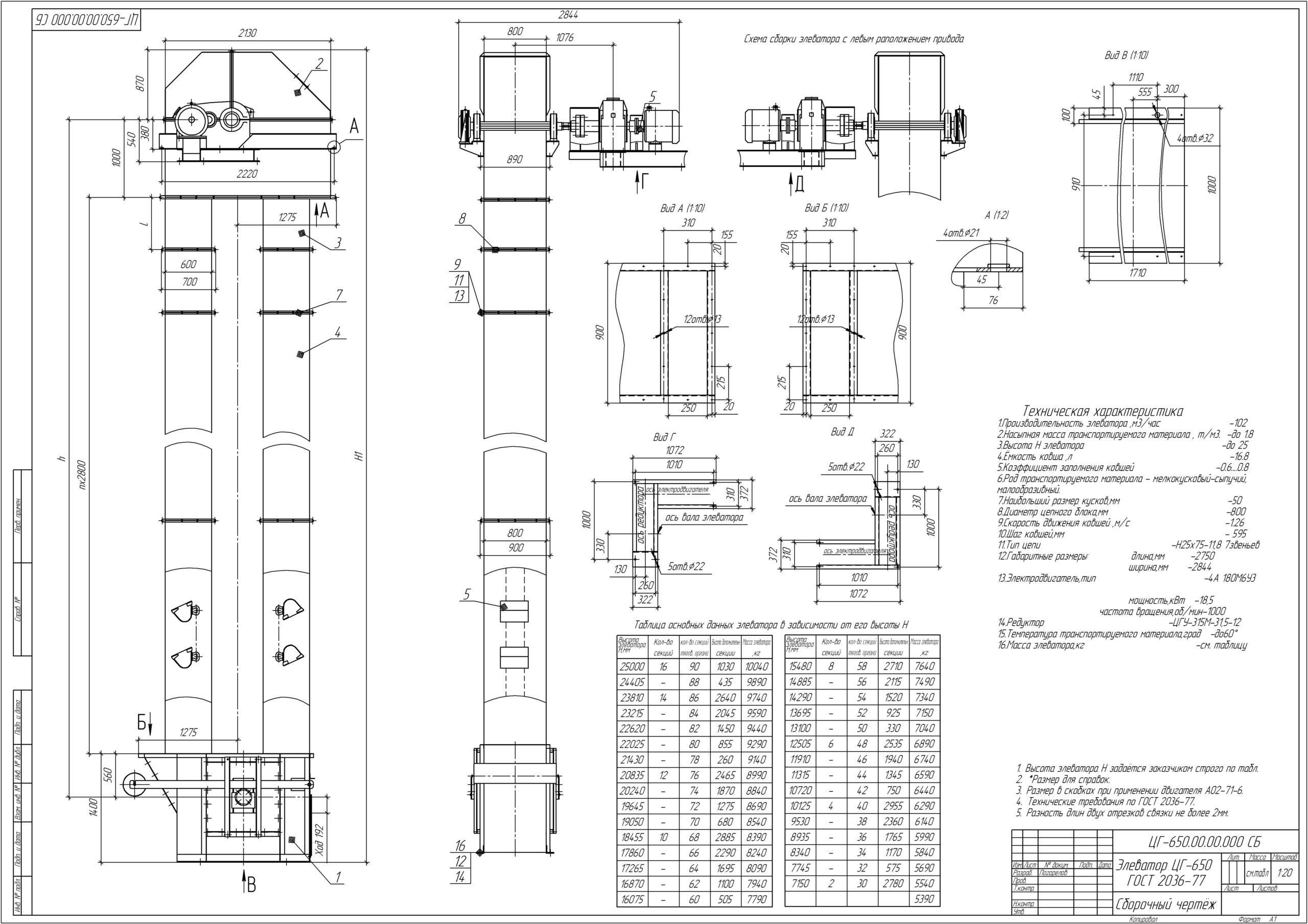 Чертеж Элеватор ЦГ-650