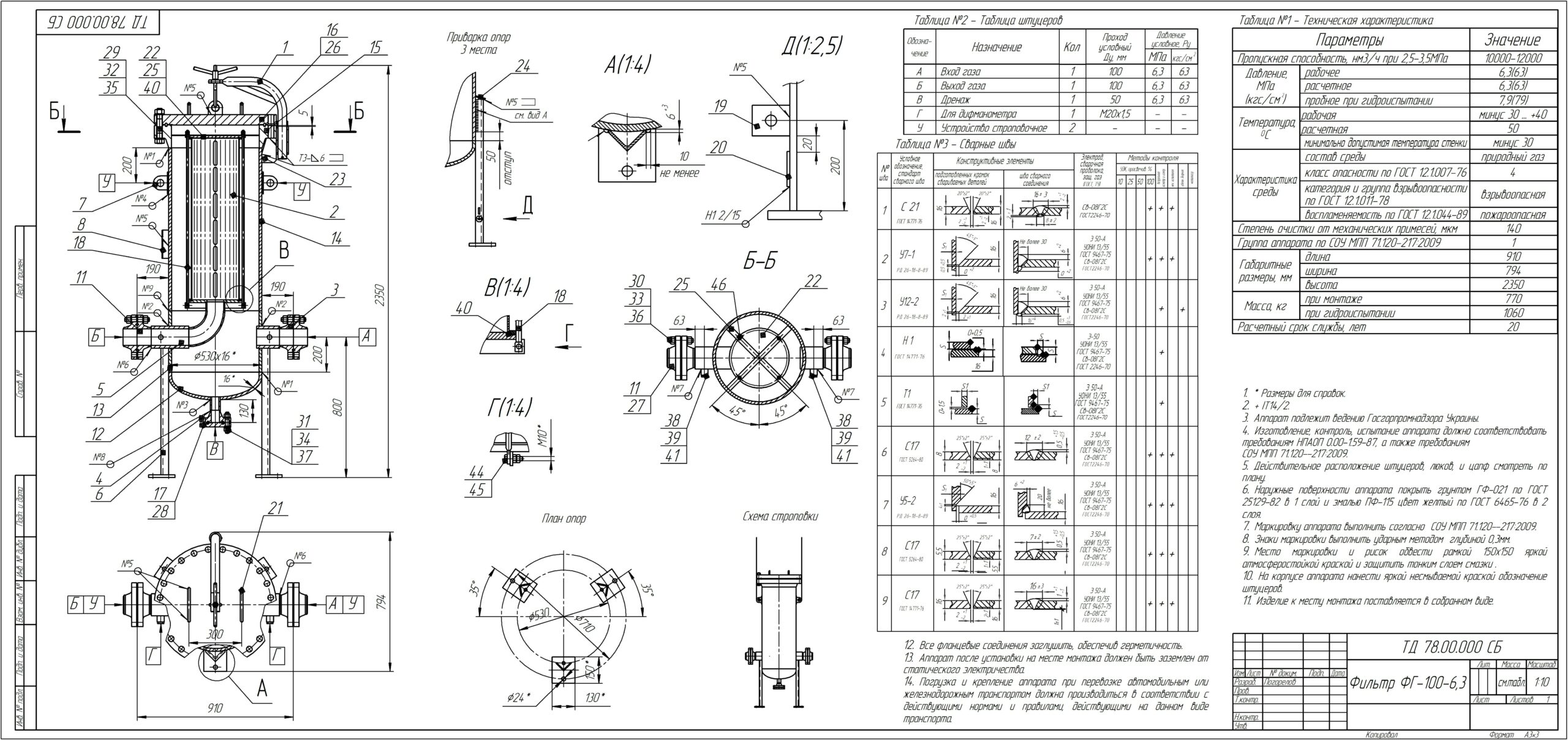 Чертеж Фильтр ФГ-100-6,3