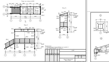 Чертеж Лестница металлическая с навесом KM