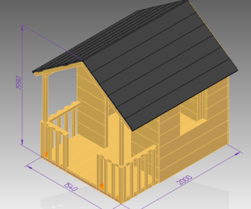 3D модель Детский домик из дерева