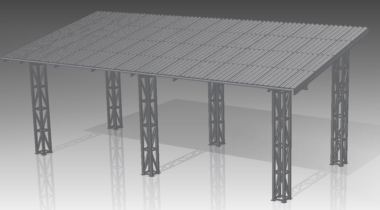 3D модель Навес на колоннах (ДхШхВ) 14000х6400х5600 мм