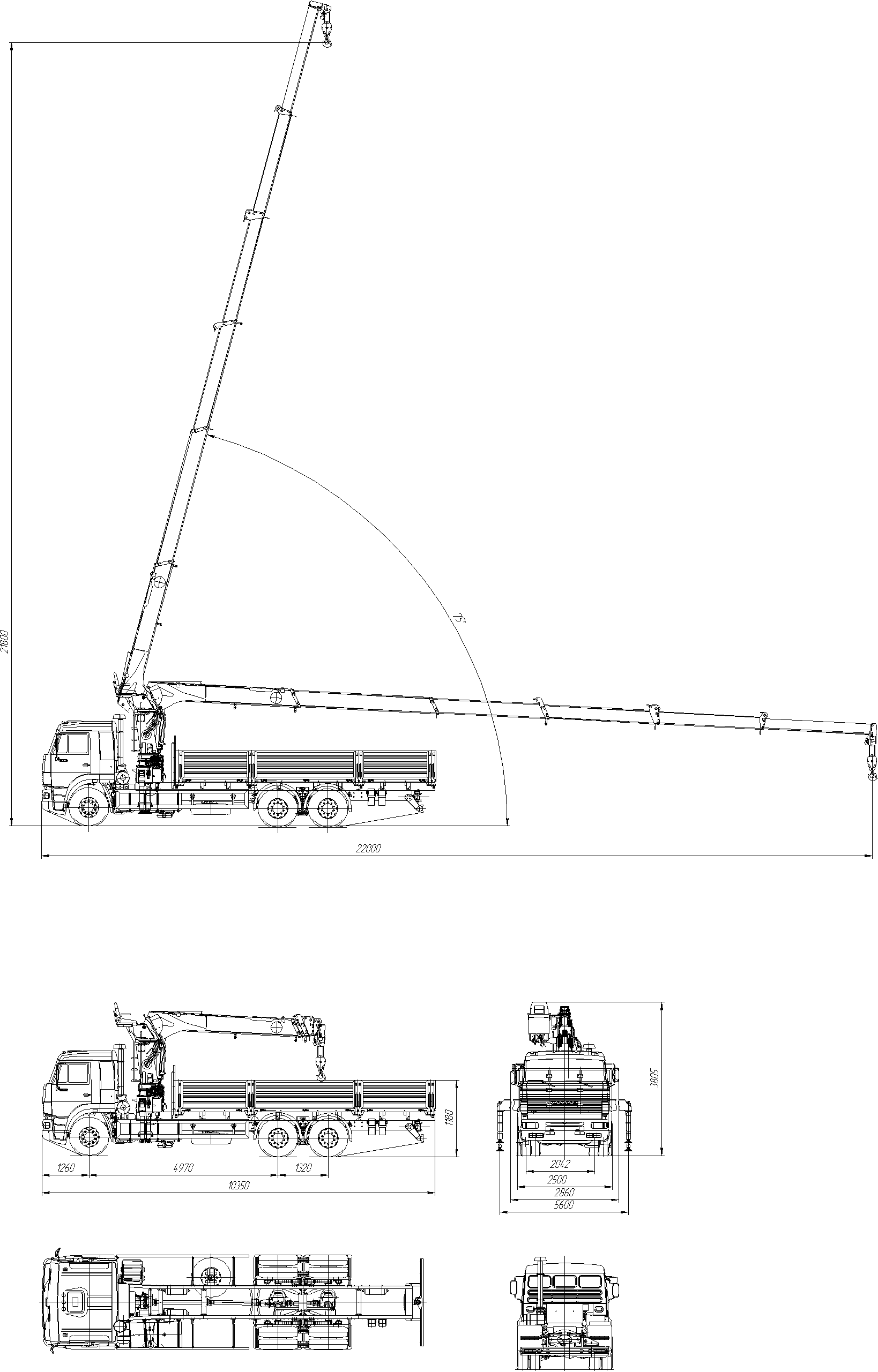 Чертеж Чертеж Камаз 65177-48 с КМУ Галичанин 150