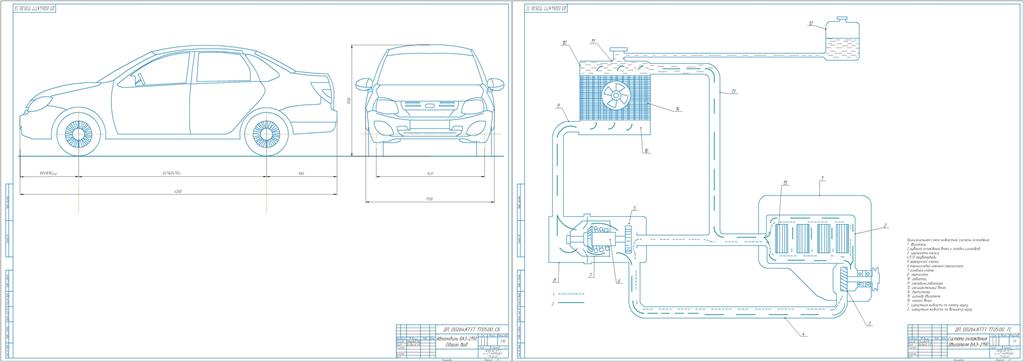 Чертеж Конструкция и основные неисправности системы охлаждения и тяговый расчет автомобиля Лада Granta, седан 87л.с