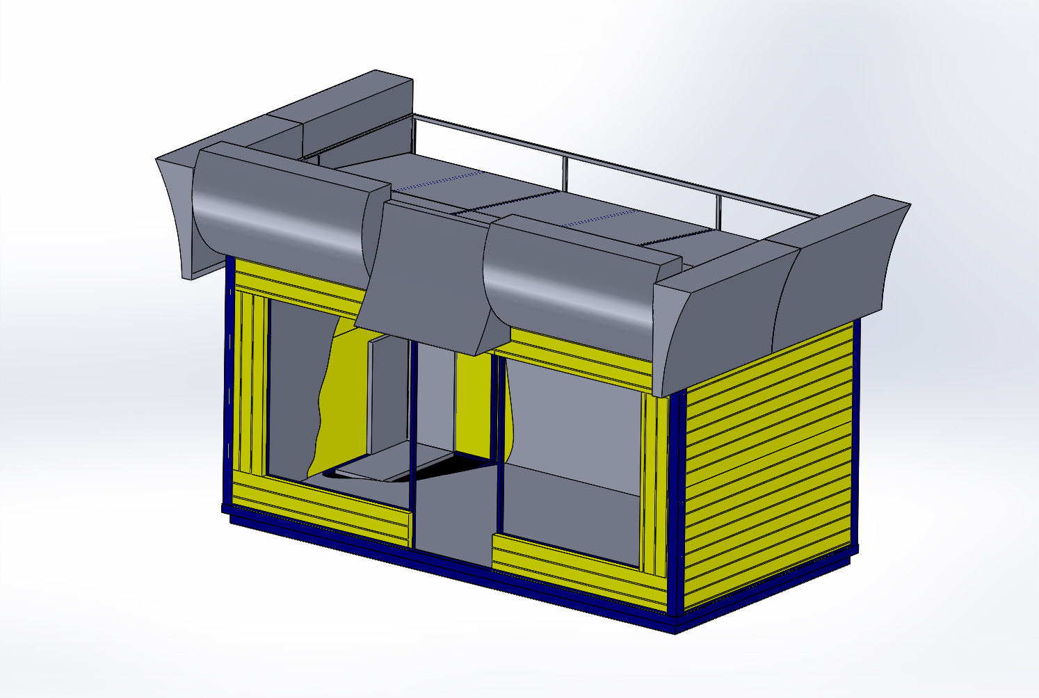 3D модель Киоск из сэндвич-панелей. Размеры 3.0х5.0х2.8м