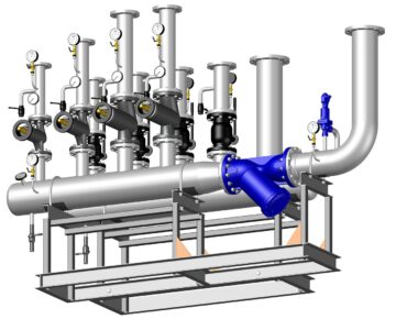 3D модель Сборный и распределительный коллекторы ОВ теплового пункта