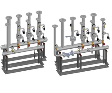3D модель Сборный и распределительный коллекторы ГВС теплового пункта